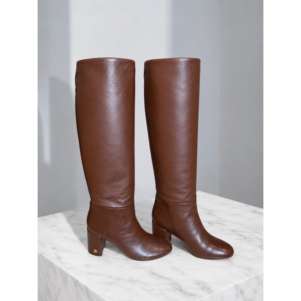 Tory Burch Brown Leather Knee-High Boot Size 6.5B - Picture 2 of 10